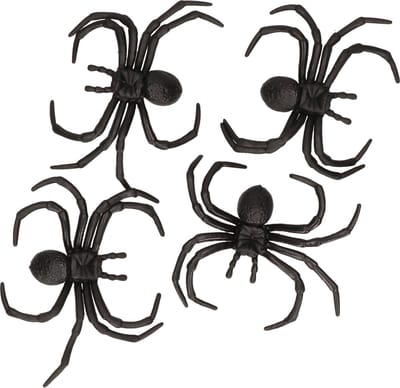 4x zwarte grote decoratie nepspinnen 8 cm - Enge Halloween/horror thema beestjes fopartikelen
