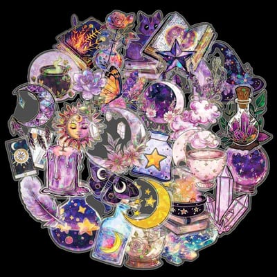 30 Stuks Cartoon Magische Stickers, Anime Tovenaars Stickerset voor Scrapbooking, Aesthetic Fotoalbum Stickers voor Fiets, Laptop en Skateboard