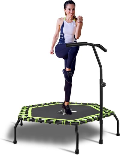 Fitness Trampoline Binnen en Buiten met Verstelbaar Handvat voor Volwassenen en Familie