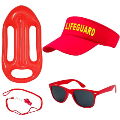 Baywatch CJ Parker Cosplay Kostuum Accessoires Opblaasbaar Board Pet Bril Taille Tassen Dames Heren Halloween Carnaval Feest Attributen One Size red