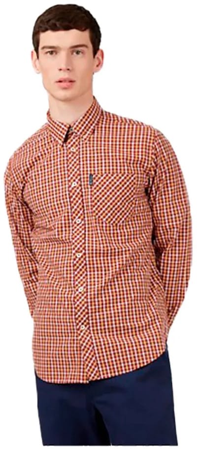 Ben Sherman Signature House Check Overhemd Met Lange Mouwen Oranje M Man