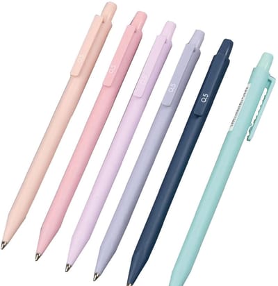 Dailygoods- Mechanische Potloden Set van 6 - Driehoekige Grip - Intrekbaar Potlood - 0,5 mm - Kunststof - Inclusief Gum - Potloodset