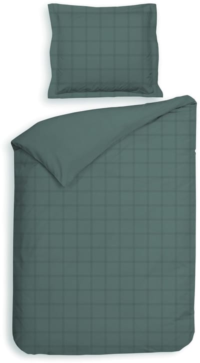 Heckettlane Dekbedovertrek Diamante - Bedlinnen - 140x200-220 cm - Eenpersoons - Mineral Green - Dekbedovertrek van 100% Katoen-Satijn