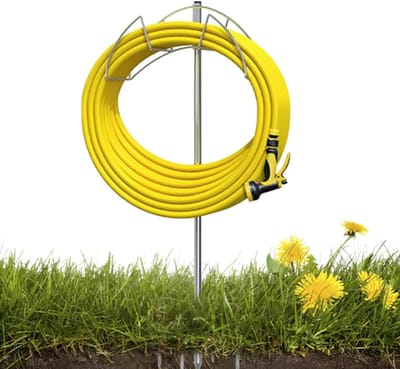 Tuinslanghouder - Slangenrek Vrijstaand - Tuinslang Opbergen - Roestvrij Staal - 1.2 Meter Hoog - Zilver