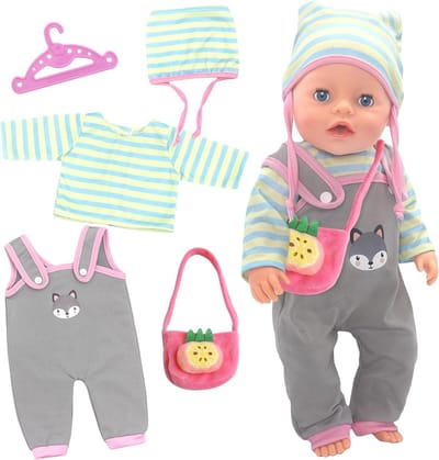 Poppenkleding Set - Accessoires Set - Poppen Aankleden - Inclusief Tas - 14-18 inch - Roze