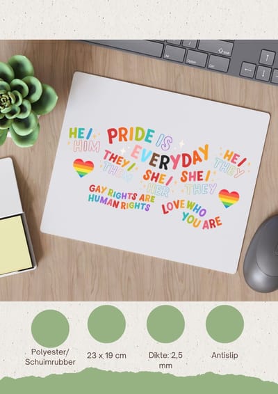 Akyol - lgbtq cadeau - Muismat - Lgbt - queer - pride month - lgbtq vlag - gay pride - met tekst - opdruk - leuke pride spullen - verjaardag - cadeau - gift - 23 bij 19 cm