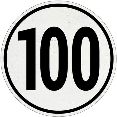 Tempo 100 bord | Sign Again materiaal | 10 cm