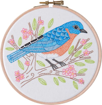 LEISURE ARTS Borduurpakket Blauwe Vogel - DIY pakket volwassenen - Muurdecoratie - 15cm