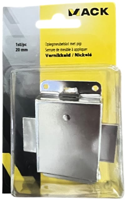 Mack Oplegmeubelslot met Pijp 20mm Vernikkeld Incl Sleutel