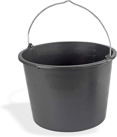 Bouwemmer - Mortelkuip Cementkuip - Bouwen Tuinieren - Taai Elastisch Kunststof - 20 Liter - Grijs