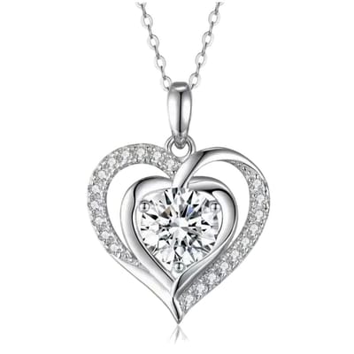Luxxie zilveren hart ketting-stainless steel-zirkonia steen-hart ketting-kado voor haar-sieraden vrouw
