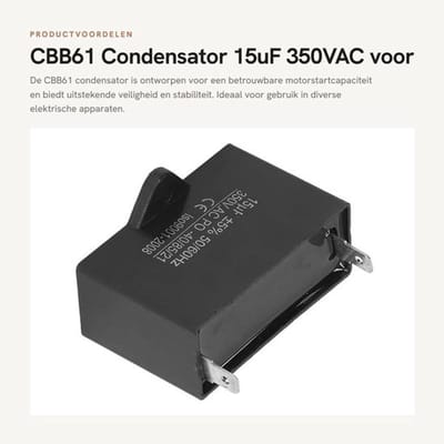 CBB61 Condensator 15uF 350VAC voor Motoren