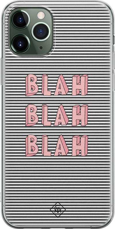Casimoda® hoesje - Geschikt voor iPhone 11 Pro Max - Blah Blah Blah - Siliconen/TPU telefoonhoesje - Backcover - Tekst - Blauw