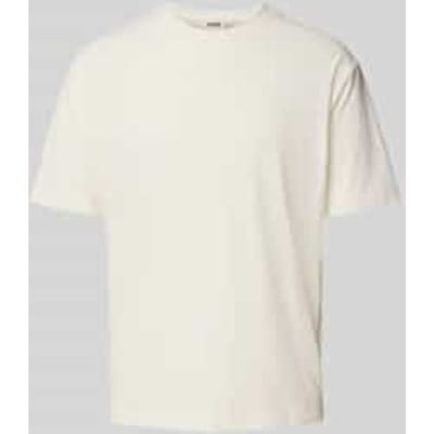 T-shirt met geribde ronde hals, model 'GILBERD'