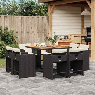 vidaXL - 9-delige - Tuinset - poly - rattan - zwart