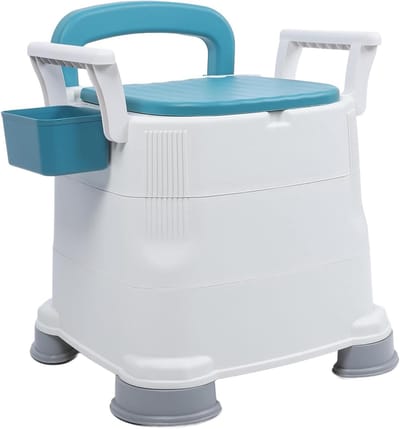 Nachtkastje Toiletstoel - Comfort Stoel - Veilige Zelfstandigheid - Verstelbare Hoogte - 46 x 42 x 52 cm - Grijs
