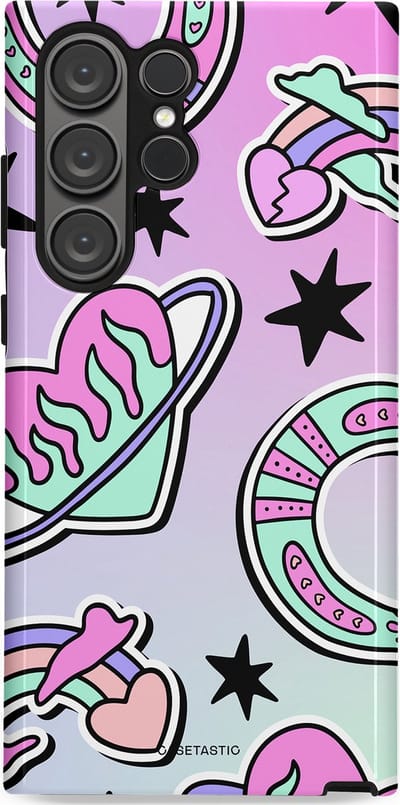 Casetastic Hoesje Geschikt voor Samsung S23 Ultra - Stijlvolle Beschermende Duo-layer Case - Paarse Droomwereld