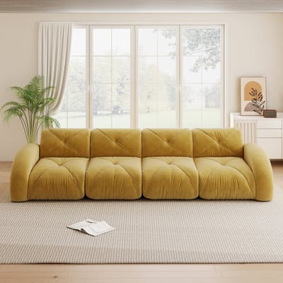 MODFU Modulaire 4-Zitsbank - Frameloos - Woonkamer - Chenille - Geel