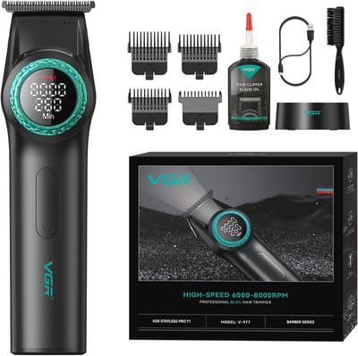 Professionele Haar Tondeuse voor Mannen met T-Blade, Draadloos en Oplaadbaar, 8000 RPM