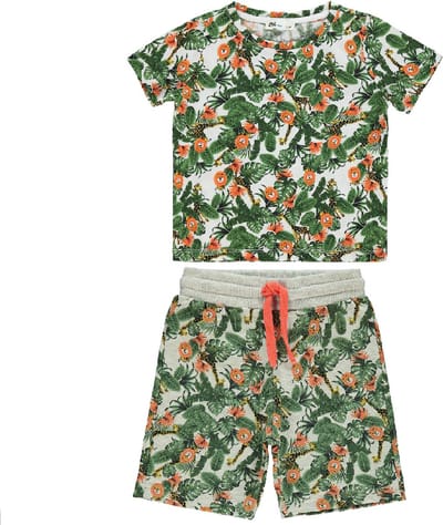Jungle dieren tweedelige t-shirt & short set jongens
