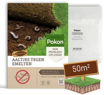 Pokon Aaltjes tegen Emelten - 25 miljoen Aaltjes voor 50m² gazon - Natuurlijke emeltenbestrijding - Resultaat binnen 2 tot 3 dagen