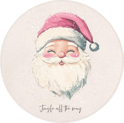 Badmat rond 70x70 cm - Antislip - Kerstman - Kerst - Quote - Beige - Badmatten voor badkamer - Badkamermat - Douchemat - Ronde badkamer mat