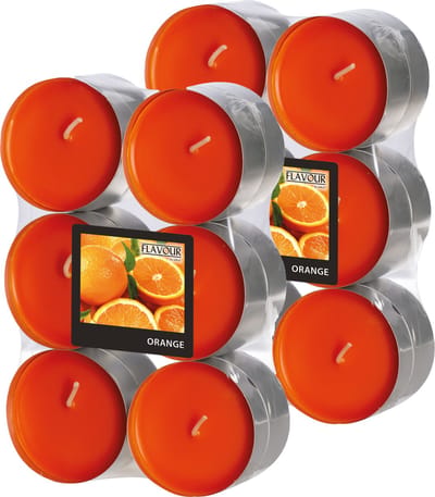 Conpax Candles Geur theelichtjes/waxinelichtjes - Maxi - 24x - Sinaasappel aroma - 8 branduren