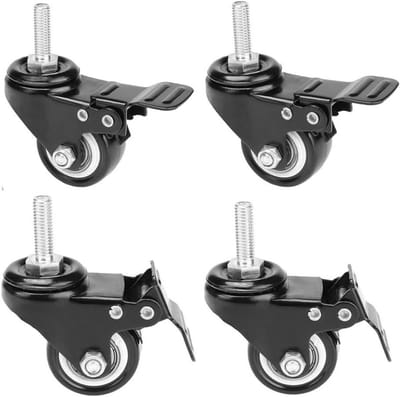 Vergrendelbare 1.5 Inch Swivel Hinge Roller met Draadwiel en Rem voor Wagen, Meubels en Transportwagens (Draad: M8 x 25mm)