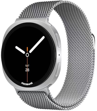 Stravo Milanese magnetisch bandje – Geschikt voor Samsung Galaxy Watch 9 (40/44mm) / Watch 8 (40/44mm) / 8 Classic (46mm) – Luxe Milanees Horlogebandje – Zilver