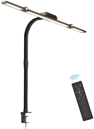 ibettertec Bureaulam –LED dimbare bureaulamp–Bureaulamp met klem–Hobbylam–dubbele lichtbron–met lichtsensor–5 kleurtemperaturen–tafellamp voor kantoor– Klem lamp – Afstandsbediening – Touchscreen – 2.700 K tot 6.500 K – Hoogwaardig staal
