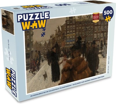Puzzel De Singelbrug bij de Paleisstraat in Amsterdam - Schilderij van George Hendrik Breitner - Legpuzzel - Puzzel 500 stukjes