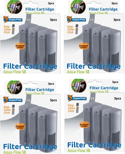SuperFish Aquaflow Cartridge 50 - Voordeel set - 4 verpakkingen - 12 Cartridges