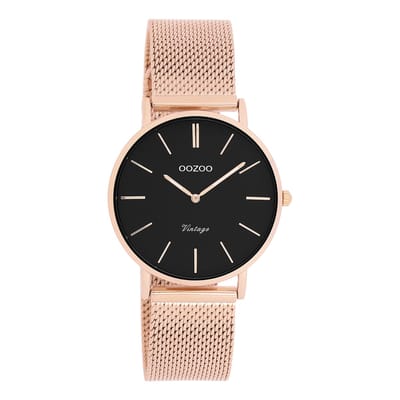 OOZOO Vintage series - rosé goudkleurige horloge met rosé goudkleurige metalen mesh armband - C9927 - Ø32