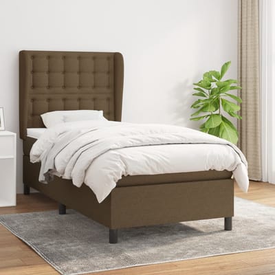 vidaXL - Boxspring - met - matras - stof - donkerbruin - 90x200 - cm