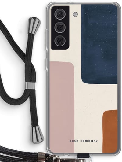 Hoesje met koord geschikt voor Samsung Galaxy S21 FE hoesje met Koord - Geo #5 - Telefoonhoesje met Zwart Koord - Bescherming aan alle Kanten en Over de Schermrand