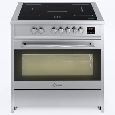 GURARI fornuis met elektrische oven 90 cm GCH E 913 X roestvrij staal Range Coocker met 5 inductiezones (2 Flex Zone)