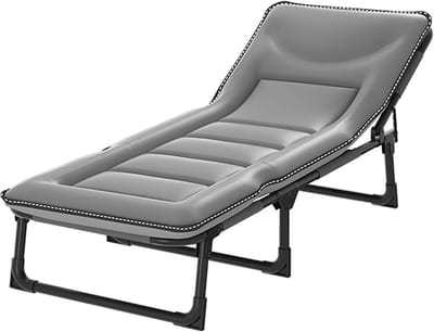 Campingbed Opklapbaar - Kampeerbed Stoel - Ontspannen Buiten - 5-Standen Verstelbaar - 170 x 56 cm - Grijs