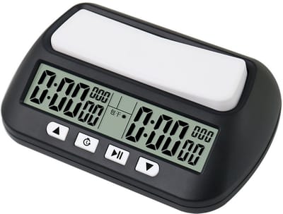 Professionele schaaktimer - Elektronische schaaktoernooitimer - Compacte achteruitrijfunctie - Scheidsrechter in schaaktoernooi kan worden uitgeschakeld - Zwart
