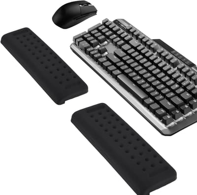 Ergonomische L-vormige Bureau Randsteun, Geheugenfoam Armsteun, Polssteun Set voor Kantoor en Gaming, Antislip en Comfortabel tegen Vermoeidheid