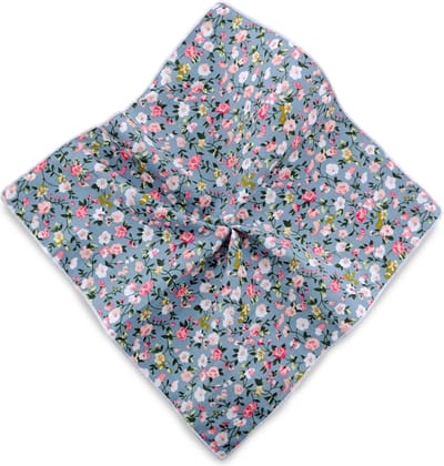 We Love Ties - Pochets - Pochet Floral Art - denimblauw / wit / groen / roze