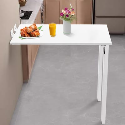 Inklapbare Tafel - Buffettafel Balkontafel - Ruimtebesparend Werken - Robuust Duurzaam Materiaal - 74x40x74cm - Wit