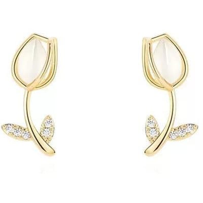 Boucles d'oreilles puces Opale Tulipe Femme or