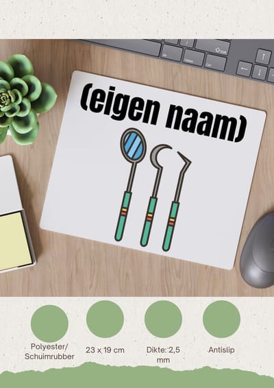 Akyol - tandarts materiaal met eigen naam Muismat - Tandarts - mondhygiënisten/tandartsen - iemand die tandarts is of mondhygiënist - verjaardag - cadeau - kado - geschenk - 23 bij 19 cm