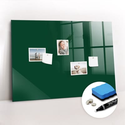 Tulup Whitebord - Kleur Flessengroen Magneetbord - 100 cm x 70 cm - Magnetisch Memobord - Scandinavisch Design Bord - Magneetbord Keuken - Planning Muur - Gratis 5 Sterke Magneten + Whiteboard Marker & Wisser - Magneetbord Keuken - Magneetbord Muur