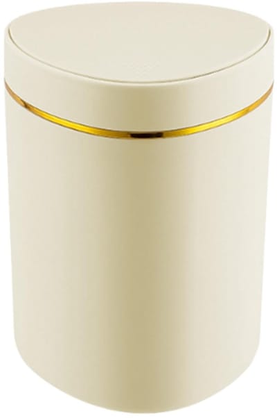 Prullenbak - Prullenbak met deksel - 12,5 x 16 cm - Prullenbak met drukknop - Driehoekig - Tafelprullenbak - Geschikt voor kantoren, badkamers, keukens, woonkamers en slaapkamers - Geel