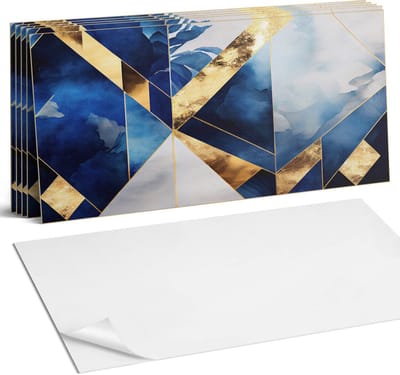 Coloray Plaktegels - Geometrie in tinten Wandtegel Zelfklevend - 60 cm x 30 cm - Marine Plaktegels - 6 stuks - Rechthoek PVC Tegels - Plaktegels Keuken - Zelfklevende Vloertegels Badkamer - Vinyl Tegels Zelfklevend - Zelfklevende Wandtegels