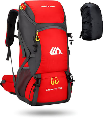 CarryQuest® 50L Outdoor Rugzak - Wandelen - Schoenenvak - Waterdichte Hiking Backpack voor Camping, Backpacken & Reizen - Rood