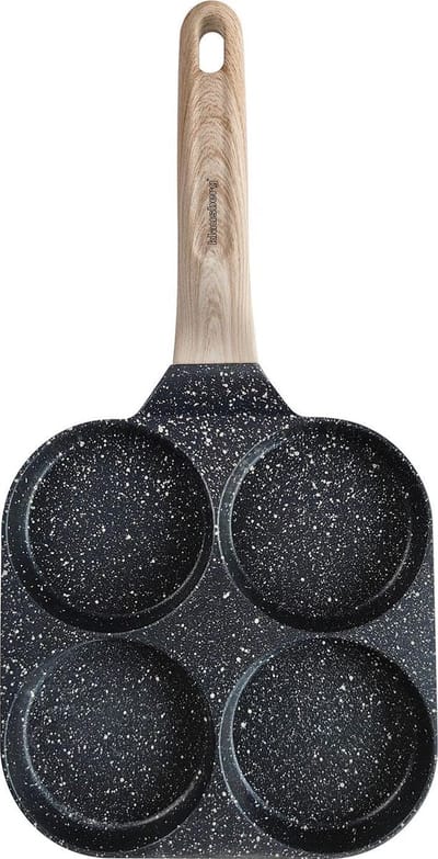 Pannenkoekenpan Braadpan - 4-in-1 Pan - Ontbijt Bereiden - Marmeren Coating - 18 cm - Zwart