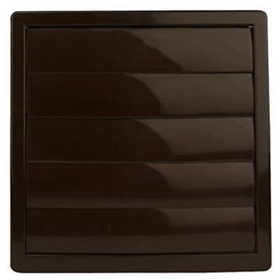 Ventilatierooster 170x170 mm weervast vierkant kunststof met afvoerlucht Ø 100 mm bruin
