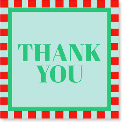 Housevitamin Papieren Servetten 33x33 cm – 3-laags – Thank You – Mint/ Groen/ Rood – FSC-gecertificeerd – 20 stuks – Feestservetten – Party Decoratie – Tafelstyling